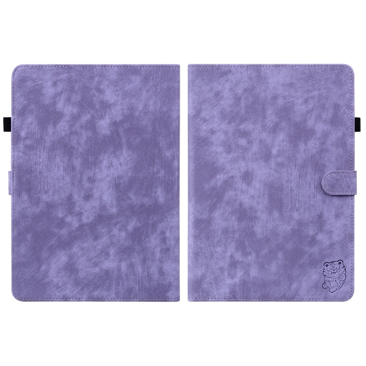 For Amazon Kindle Paperwhite 5 2023 2024 Tiger Pattern Flip Leather Tablet Case(Purple)