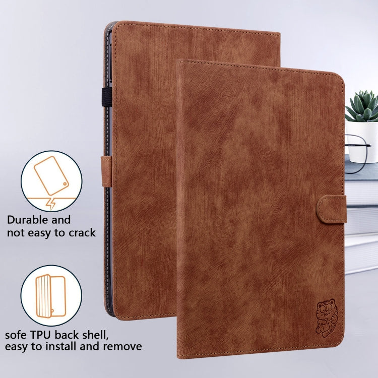 For Amazon Kindle Paperwhite 5 2023 2024 Tiger Pattern Flip Leather Tablet Case(Brown)