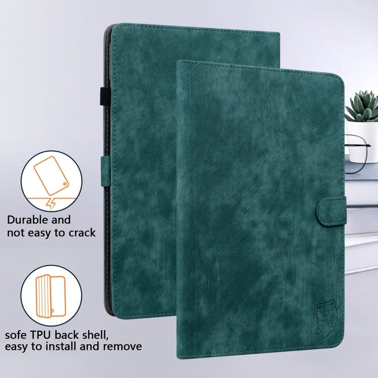 For Amazon Kindle Paperwhite 5 2023 2024 Tiger Pattern Flip Leather Tablet Case(Dark Green)
