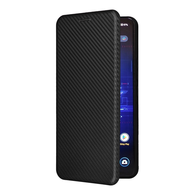 For ASUS ROG Phone 8 Pro Carbon Fiber Texture Flip Leather Phone Case(Black)