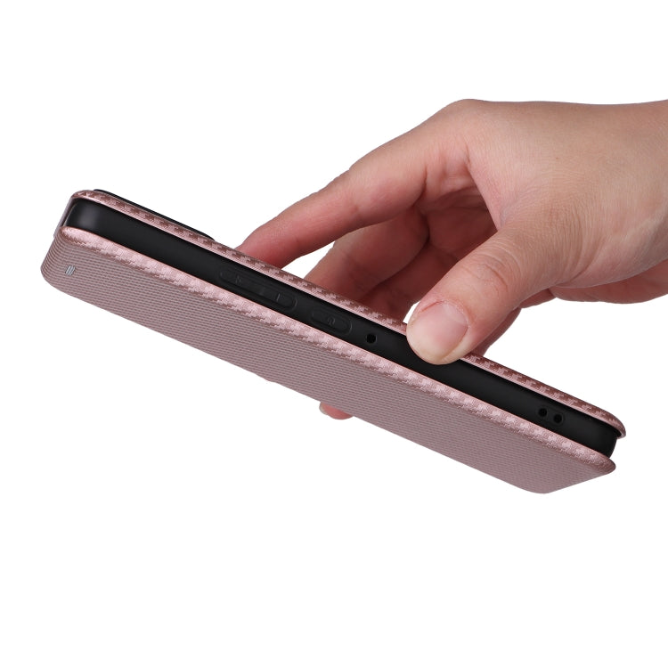 For ASUS ROG Phone 8 Carbon Fiber Texture Flip Leather Phone Case(Pink) - ASUS Cases by PMC TechLife | Online Shopping South Africa | PMC TechLife | Buy Now Pay Later Mobicred