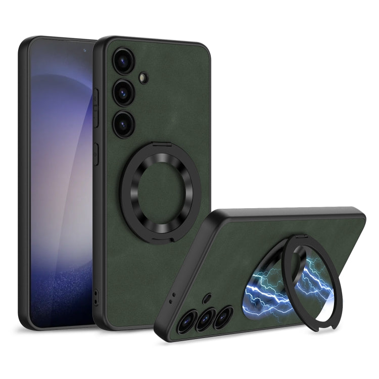 For Samsung Galaxy S24 5G GKK Skin Feel Frosted Leather MagSafe Magnetic Phone Case with Holder(Green)