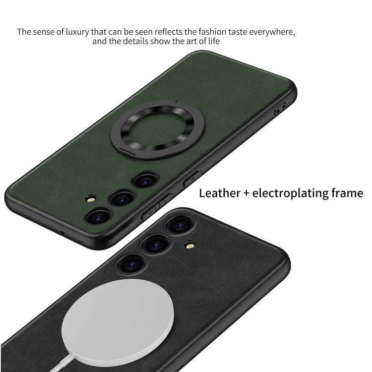 For Samsung Galaxy S24 5G GKK Skin Feel Frosted Leather MagSafe Magnetic Phone Case with Holder(Green)