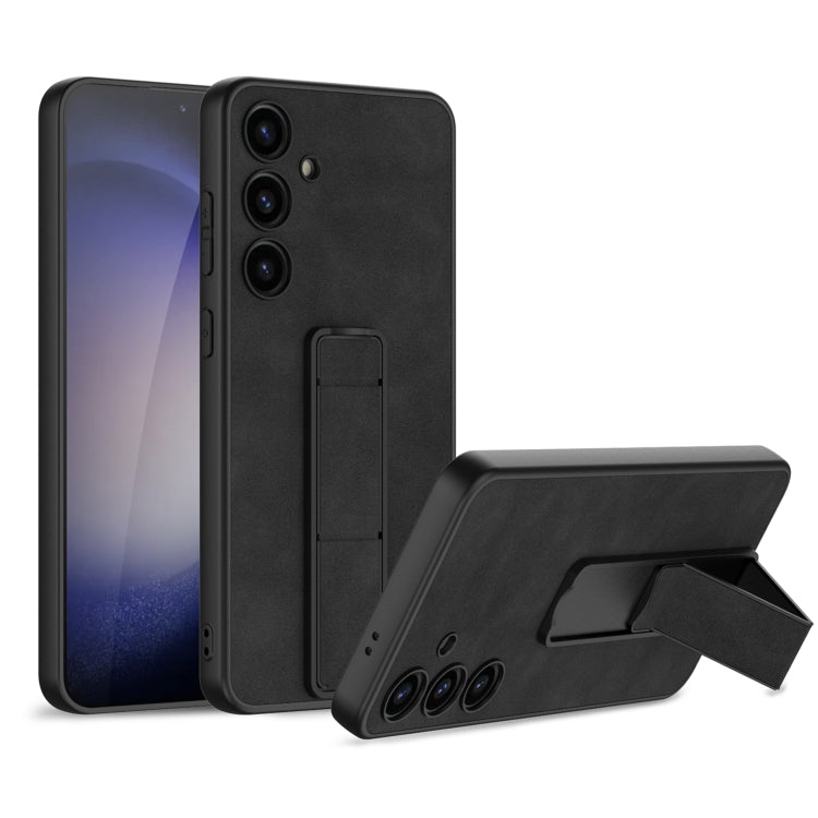 For Samsung Galaxy S24 5G GKK Skin Feel Frosted Leather Fold Holder Phone Case(Black)