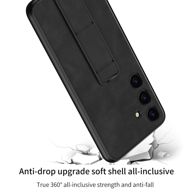 For Samsung Galaxy S24 5G GKK Skin Feel Frosted Leather Fold Holder Phone Case(Black)