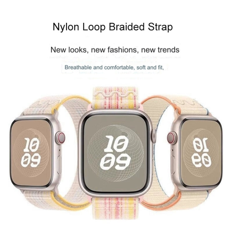For Apple Watch Series 10 42mm / 9 41mm Loop Nylon Watch Band(Starlight Yellow Pink) - free shipping - PMC Jewellery - Order now!