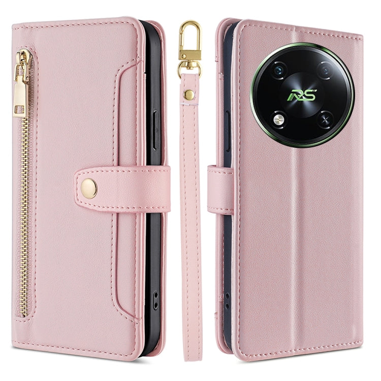 For Itel RS4 4G Sheep Texture Cross-body Zipper Wallet Leather Phone Case(Pink)