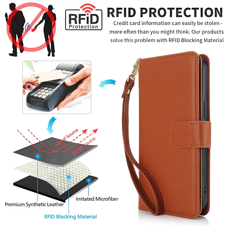 For Samsung Galaxy S24 / S25 5G Multi-Card Wallet RFID Leather Phone Case(Brown)