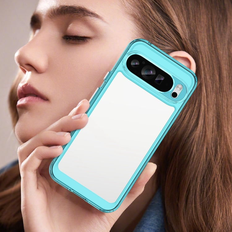For Google Pixel 9 Pro Colorful Series Acrylic Hybrid TPU Phone Case(Transparent Blue) - Google Cases by PMC TechLife | Online Shopping South Africa | PMC TechLife | Buy Now Pay Later Mobicred