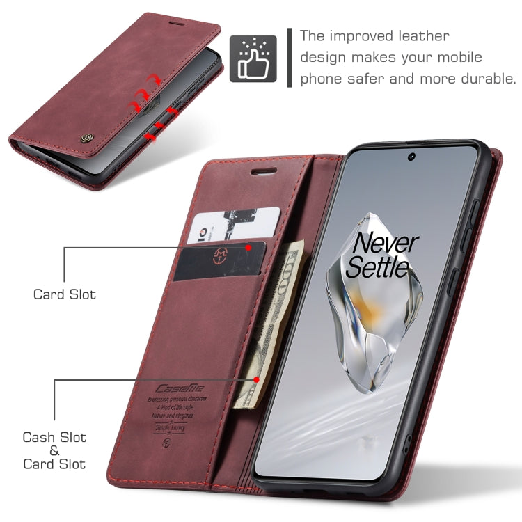 For OnePlus 12 CaseMe 013 Multifunctional Horizontal Flip Leather Phone Case(Wine Red)