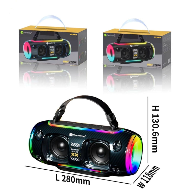 New Rixing NR8806 Portable Outdoor Wireless Bluetooth Speaker RGB Colorful Subwoofer, Style:Without Mic(Black) - free shipping - PMC Jewellery - Order now!