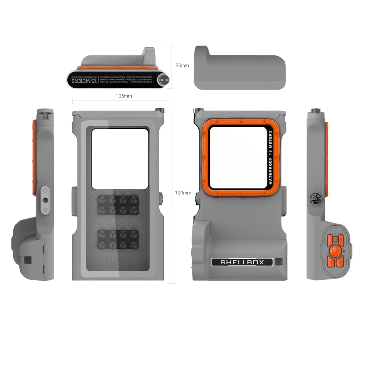 Diving Shell Gen3 Bluetooth Waterproof Phone Case(Grey Orange) - Waterproof Bag by PMC Jewellery | Online Shopping South Africa | PMC Jewellery | Buy Now Pay Later Mobicred