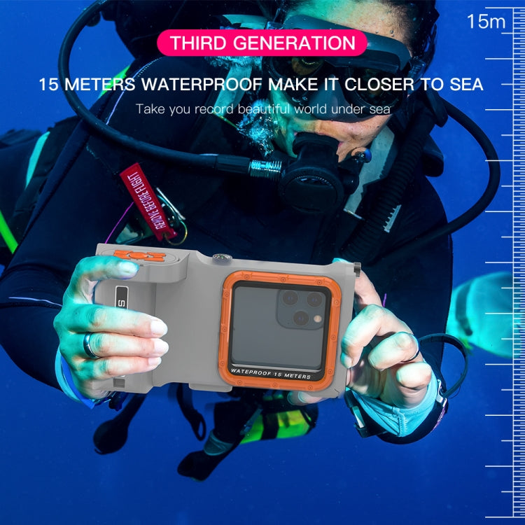 Diving Shell Gen3 Bluetooth Waterproof Phone Case(Grey Orange) - Waterproof Bag by PMC Jewellery | Online Shopping South Africa | PMC Jewellery | Buy Now Pay Later Mobicred