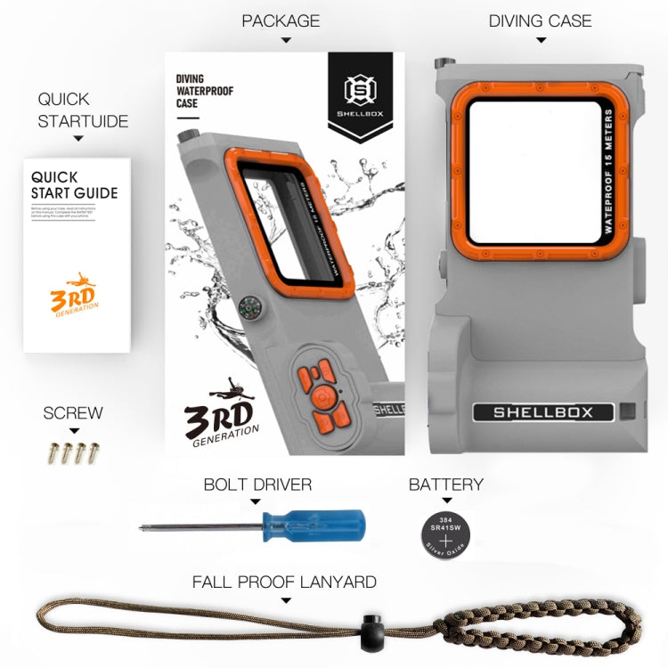 Diving Shell Gen3 Bluetooth Waterproof Phone Case(Grey Orange) - Waterproof Bag by PMC Jewellery | Online Shopping South Africa | PMC Jewellery | Buy Now Pay Later Mobicred