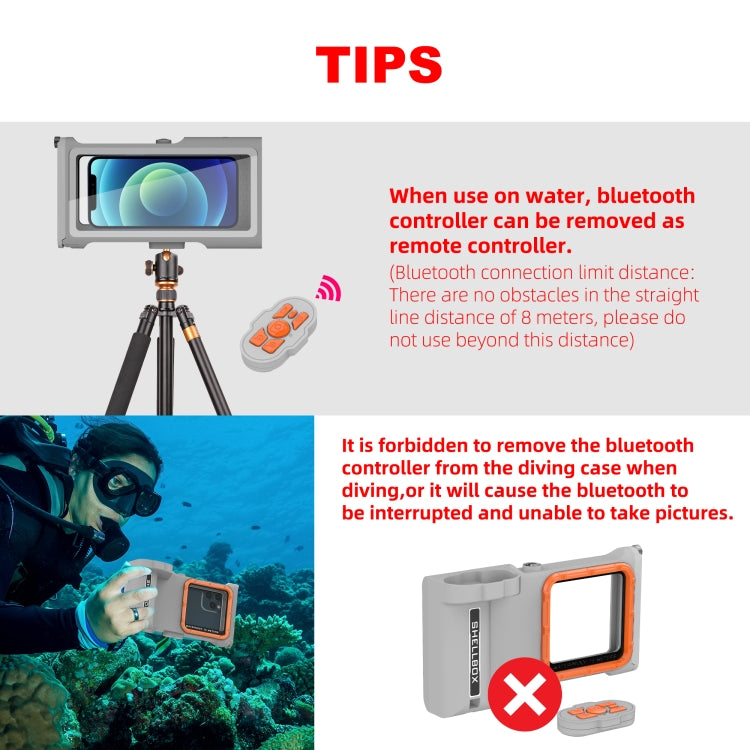 Diving Shell Gen3 Bluetooth Waterproof Phone Case(Grey Orange) - Waterproof Bag by PMC Jewellery | Online Shopping South Africa | PMC Jewellery | Buy Now Pay Later Mobicred