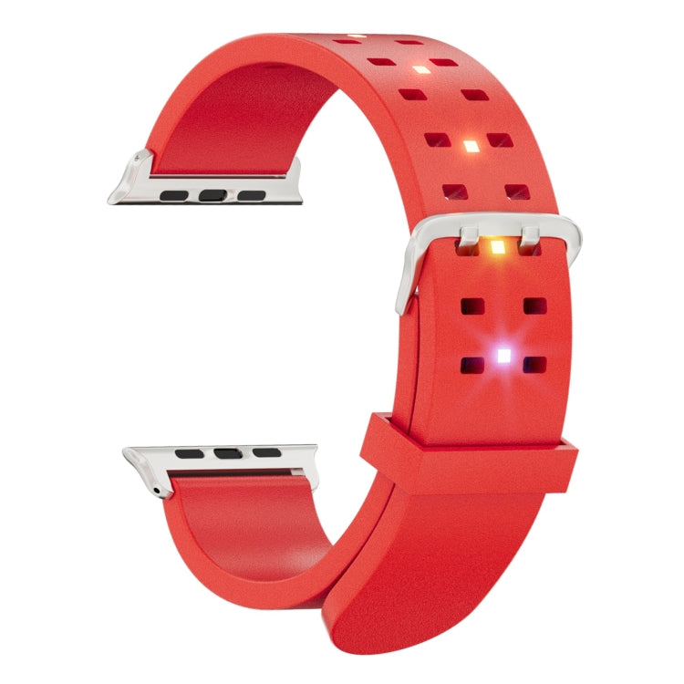 For Apple Watch Series 4 44mm Luminous Colorful Light Silicone Watch Band(Red)