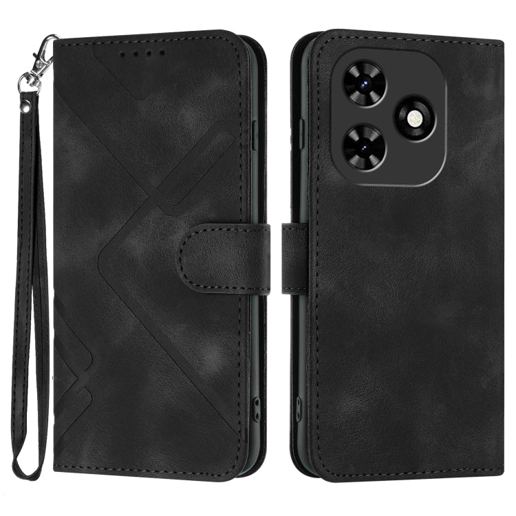 For Tecno Spark Go 2024 Line Pattern Skin Feel Leather Phone Case(Black)