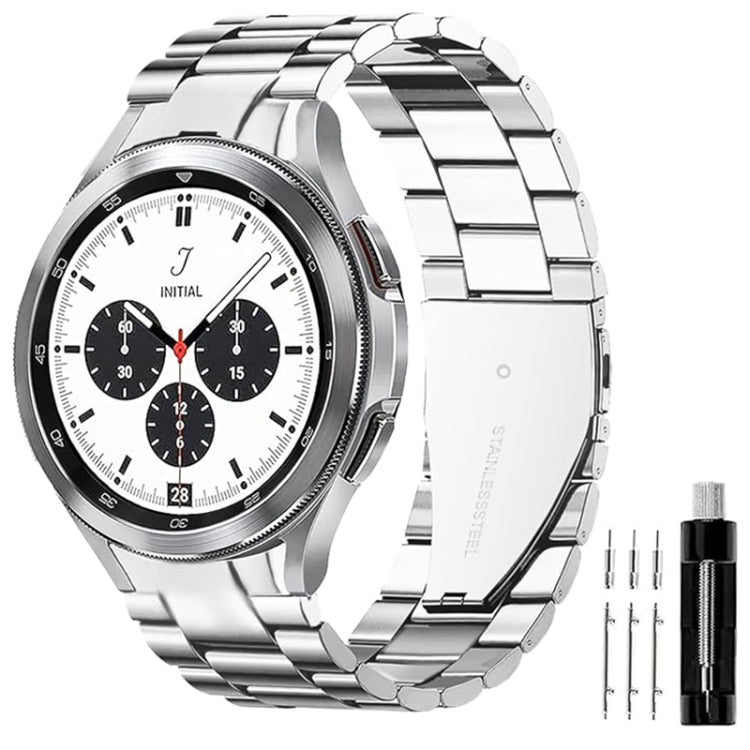 For Samsung Galaxy Watch 6 / 5 / 4 Three Bead Stainless Steel Metal Watch Band(Silver)