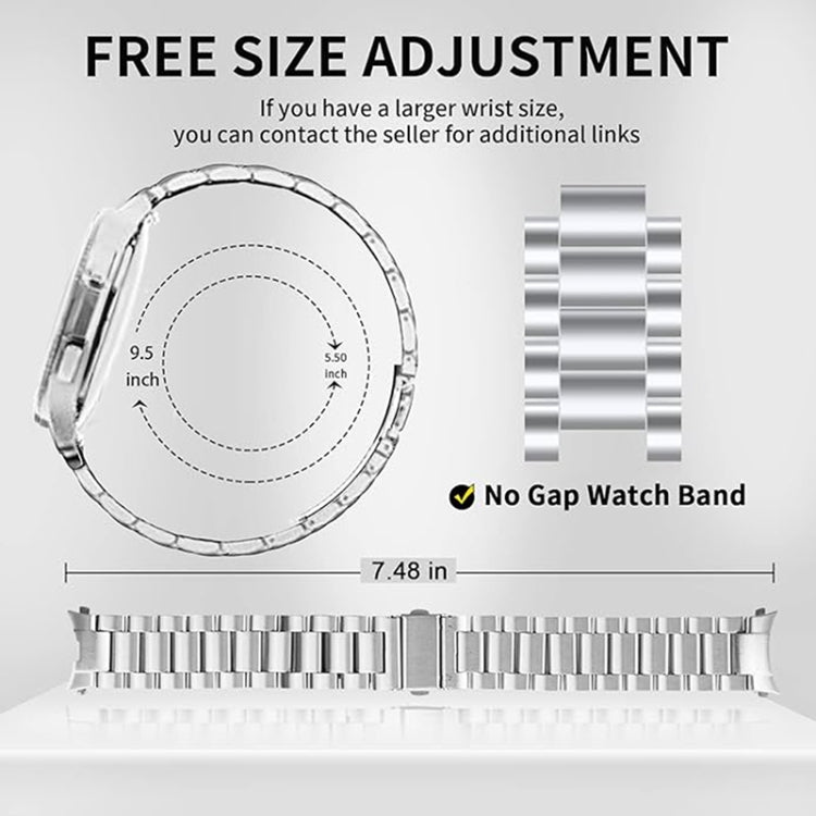 For Samsung Galaxy Watch 6 / 5 / 4 Three Bead Stainless Steel Metal Watch Band(Silver)