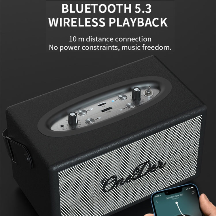 Oneder D7 Bluetooth Speaker Outdoor Karaoke Wireless Speakers With Two Mic(Brown) - free shipping - PMC Jewellery - Order now!