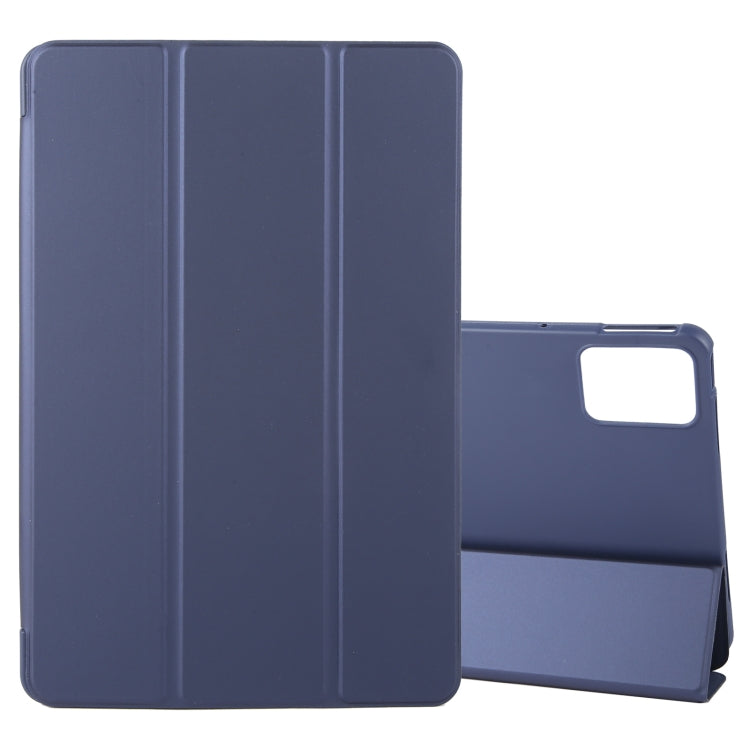 For Lenovo Tab M11/ Xiaoxin Pad 11 2024 Tri-fold Silicone Leather Tablet Case(Dark Blue)
