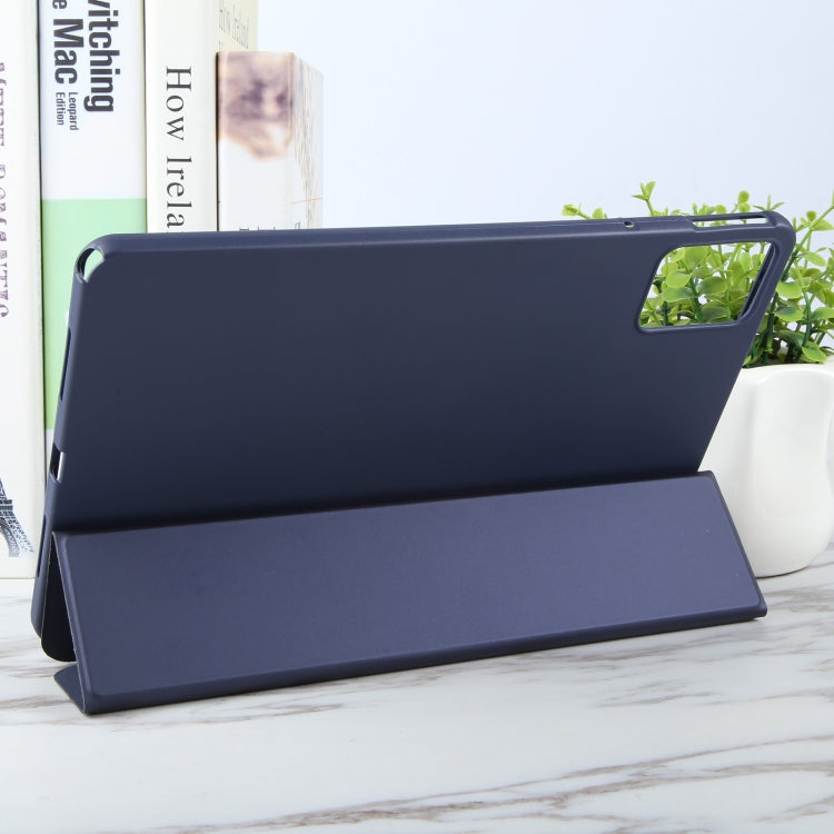 For Lenovo Tab M11/ Xiaoxin Pad 11 2024 Tri-fold Silicone Leather Tablet Case(Dark Blue) - Lenovo by PMC Jewellery | Online Shopping South Africa | PMC Jewellery | Buy Now Pay Later Mobicred