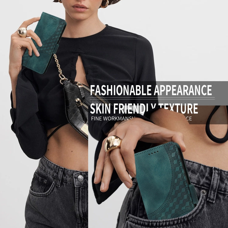 For iPhone SE 2024 Embossed Rhombus Starry Leather Phone Case(Green) - More iPhone Cases by PMC TechLife | Online Shopping South Africa | PMC TechLife | Buy Now Pay Later Mobicred