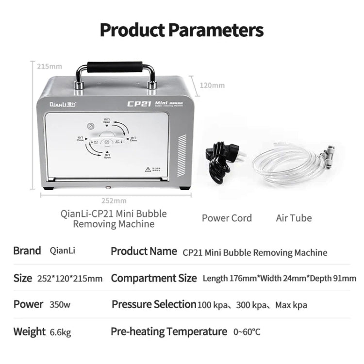 Qianli CP21 Mini LCD Screen Bubble Removing Machine, EU Plug