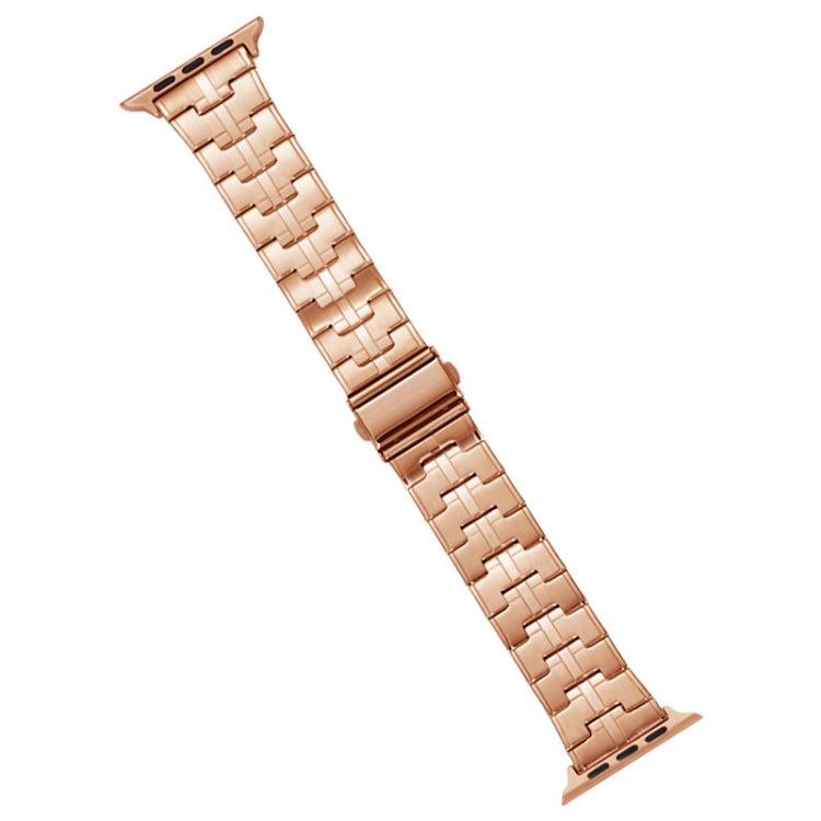 For Apple Watch SE 2023 44mm Stainless Steel Watch Band(Rose Gold)