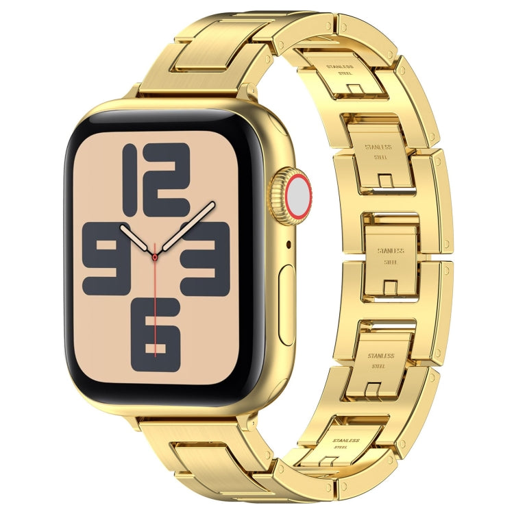 For Apple Watch SE 40mm H Slim Stainless Steel Watch Band(Gold)