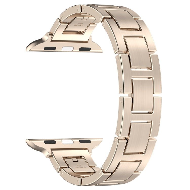 For Apple Watch Series 6 44mm H Slim Stainless Steel Watch Band(Starlight)