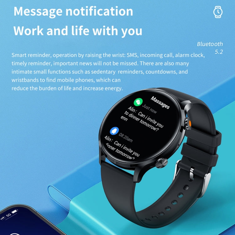 QS40 1.39 inch BT5.2 Smart Sport Watch, Support Bluetooth Call / Sleep / Blood Oxygen / Temperature / Heart Rate / Blood Pressure Health Monitor(Black)