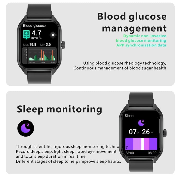 Qx5 1.96 inch BT5.2 Smart Sport Watch, Support Bluetooth Call / Sleep / Blood Oxygen / Temperature / Heart Rate / Blood Pressure Health Monitor(Black)