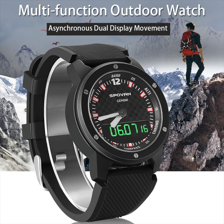 SPOVAN Gemini Outdoor Mountaineering Altitude Barometric Waterproof Sports Watch(Black White) - Smart Watches by SPOVAN | Online Shopping South Africa | PMC Jewellery | Buy Now Pay Later Mobicred