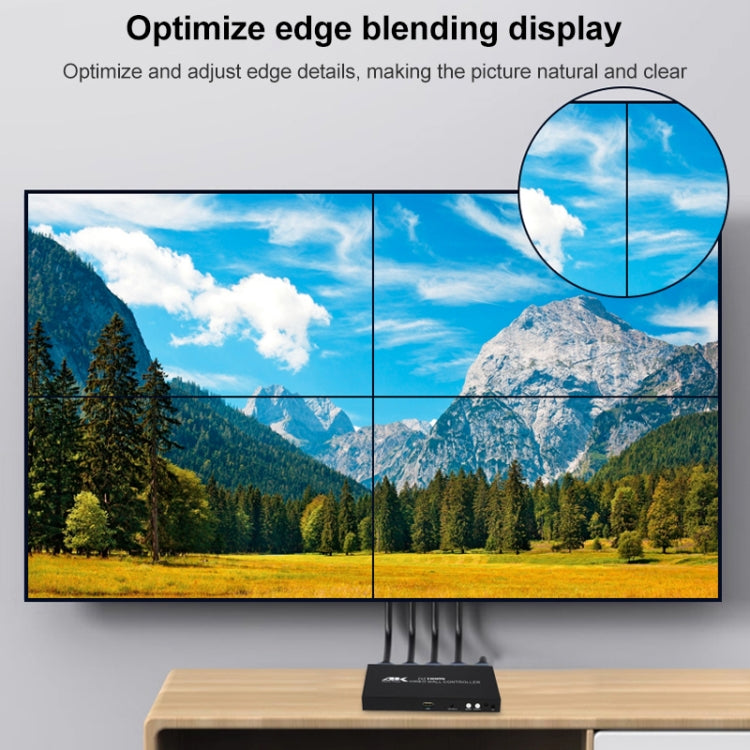 XP03 4K 2x2 HDMI Video Wall Controller Multi-screen Splicing Processor, Style:Playback Version(UK Plug)