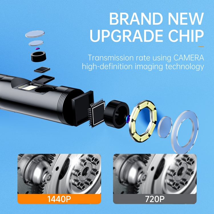 AN112 8mm Double Lenses HD Industry Endoscope Type-C + Micro USB + 8 Pin Connection, Length:1m Hard Tube