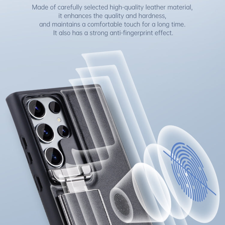For Samsung Galaxy S24 Ultra 5G Lens Flip Cover All-inclusive Phone Case with Holder(Black)