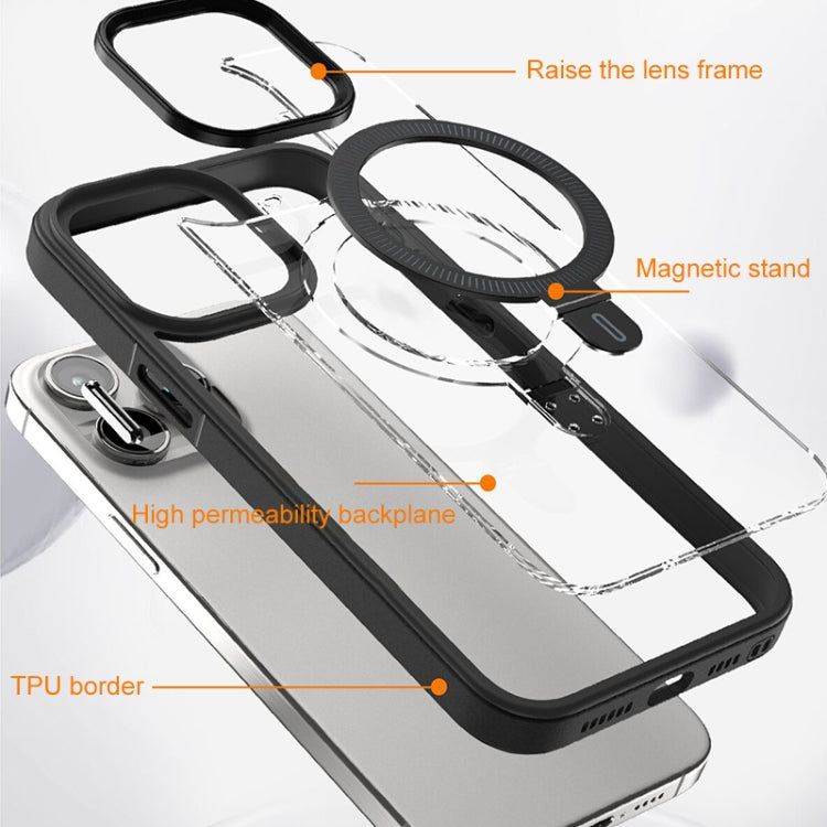 For iPhone 14 Shield Armor MagSafe Holder Phone Case(Blue)