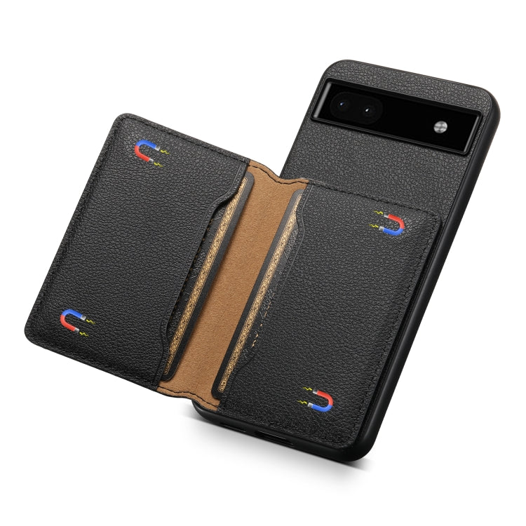 For Google Pixel 6a Calf Texture Card Bag Design Full Coverage Phone Case(Black)