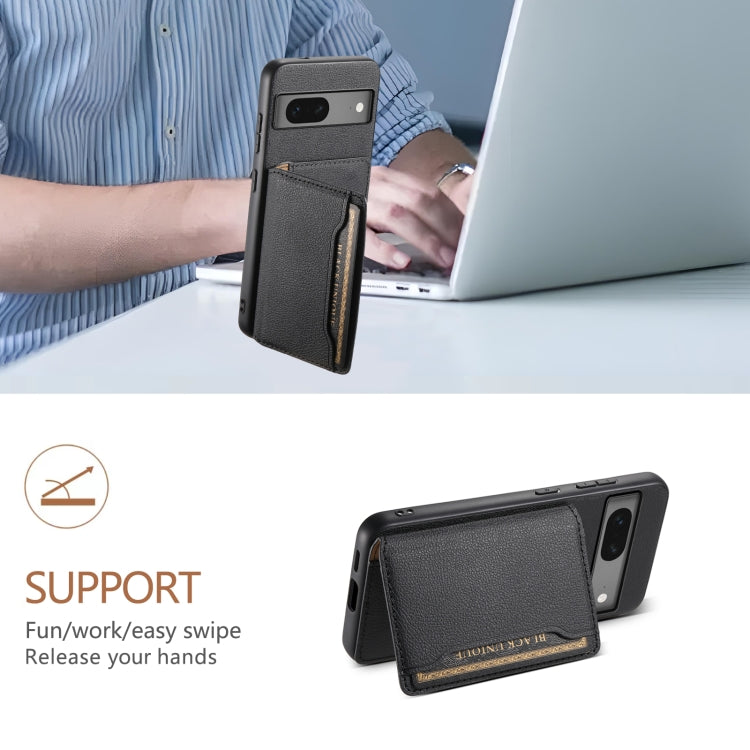 For Google Pixel 7 5G Calf Texture Card Bag Design Full Coverage Phone Case(Black) - Google Cases by PMC TechLife | Online Shopping South Africa | PMC TechLife | Buy Now Pay Later Mobicred