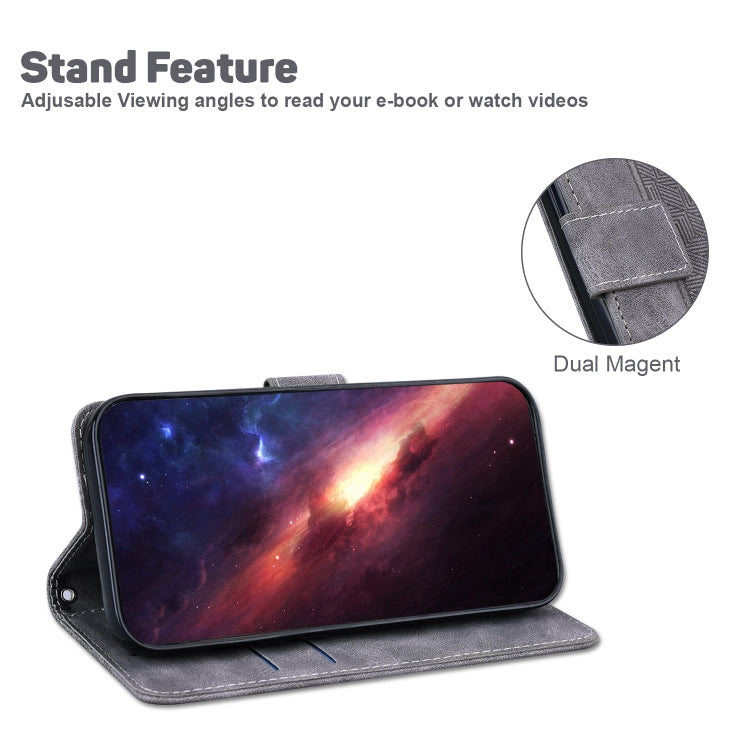 For Google Pixel 9 Pro 5G Geometric Embossed Leather Phone Case(Grey)