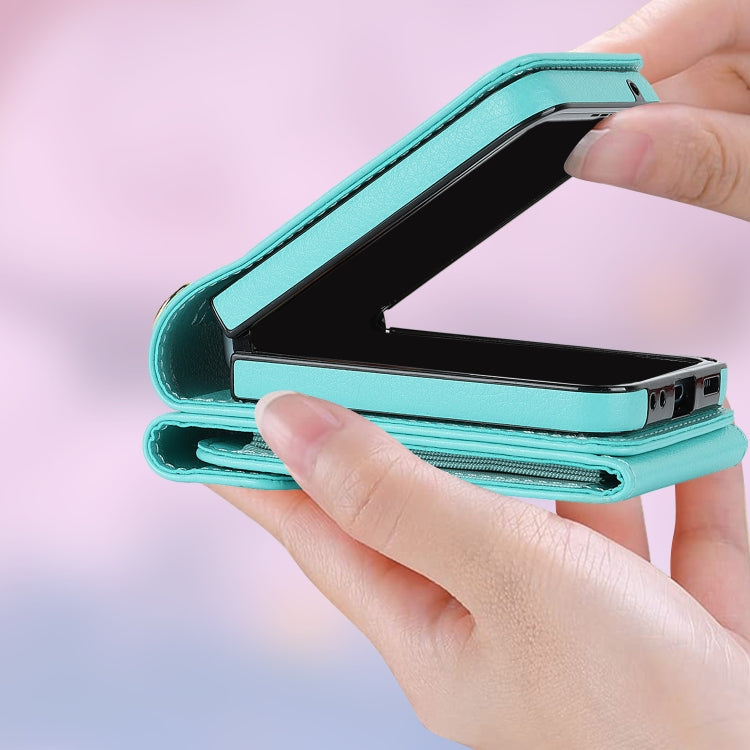 For Motorola Razr 40 Ultra / Razr 2023 V-shaped RFID Card Slot Phone Case with Ring Holder(Green)