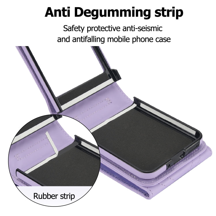 For Motorola Razr 40 Ultra / Razr 2023 V-shaped RFID Card Slot Phone Case with Ring Holder(Purple)