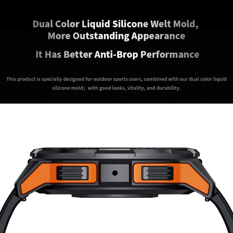 LEMFO C25 1.43 inch HD Round Screen Outdoor Smart Watch Supports Blood Oxygen Detection/Sedentary Reminder(Black Orange)