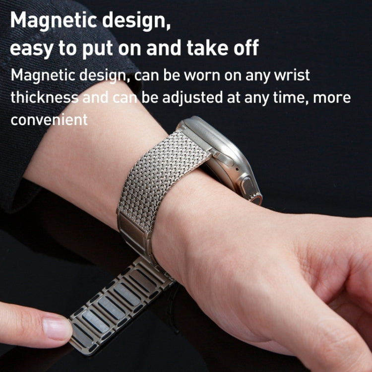 For Apple Watch SE 2022 44mm Magnetic Clasp Braided Chain Stainless Steel Watch Band(Black)
