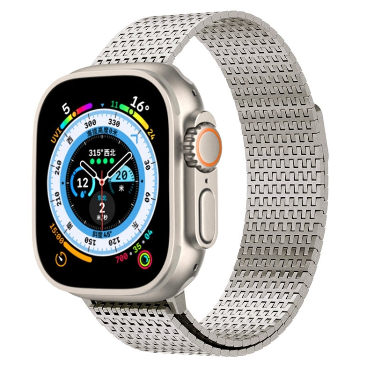 For Apple Watch 42mm Milanese Loop Magnetic Clasp Stainless Steel Watch Band(Titanium Gold)