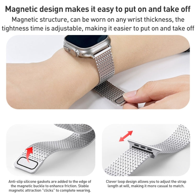 For Apple Watch 42mm Milanese Loop Magnetic Clasp Stainless Steel Watch Band(Silver)
