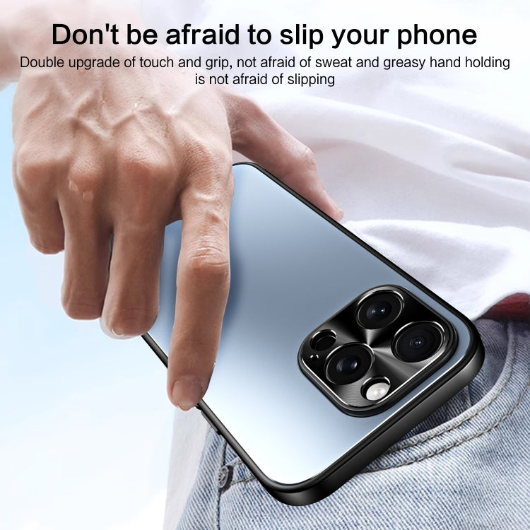 For iPhone 14 R-JUST RJ-61 Electroplating Frosted TPU + PC Phone Case(Blue) - iPhone 14 Cases by R-JUST | Online Shopping South Africa | PMC TechLife