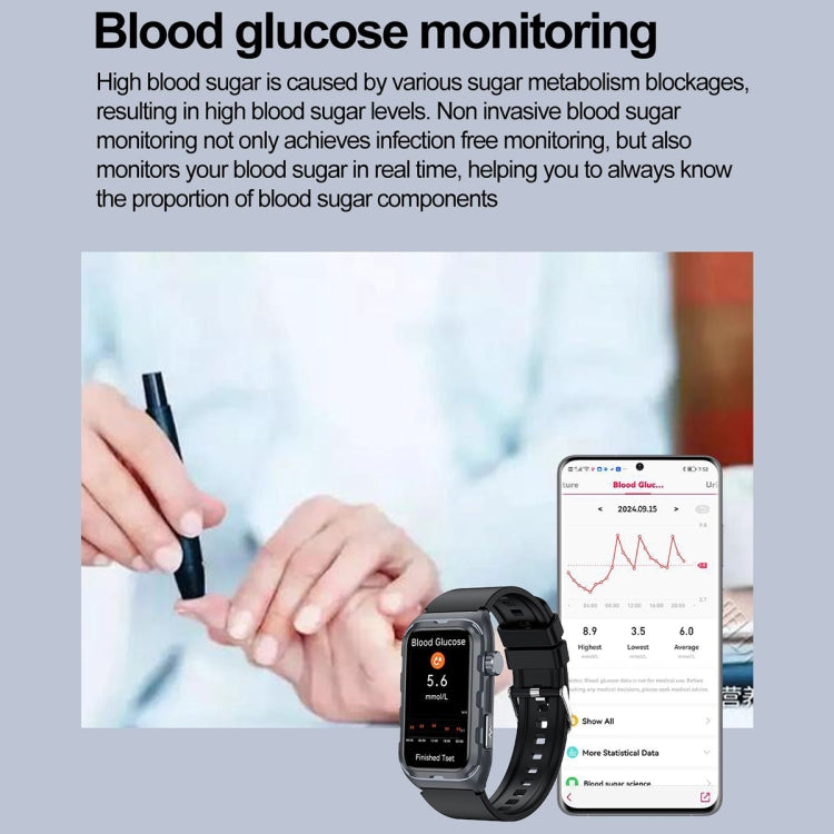 TK79 1.47 inch IP68 Waterproof Smart Watch, Support ECG / Blood Glucose / Blood Oxygen Monitoring / Uric Acid(Beige) - Smart Wristbands by PMC Jewellery | Online Shopping South Africa | PMC Jewellery | Buy Now Pay Later Mobicred