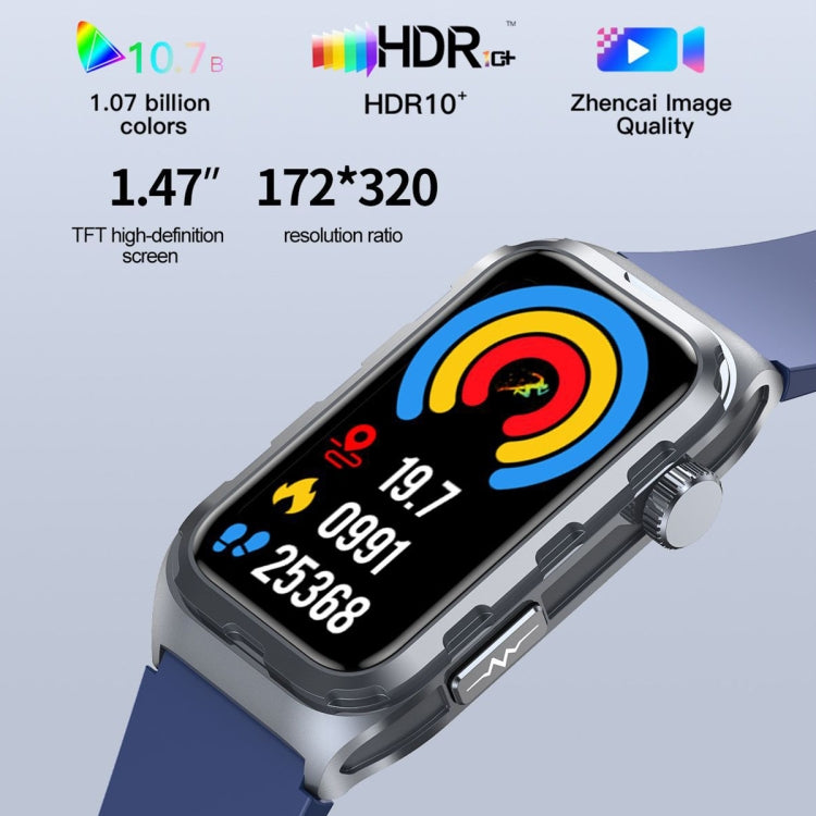 TK79 1.47 inch IP68 Water-resistant Smart Watch, Support ECG / Blood Glucose / Blood Oxygen Monitoring / Uric Acid(Blue)